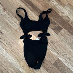 Aerie Midnight Black Kids Bodysuit with Side Ties